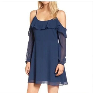 CUPCAKES AND CASHMERE Sundra Cold Shoulder Dress Navy Blue Size 0